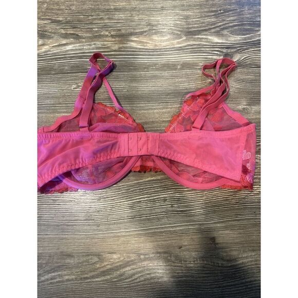 Vera Embroidered Heart Strappy Underwire Bra (Size 34D) Pink. NWOT. Q - Picture 6 of 8